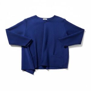 Babette SF Origami Pleated Shirt Blue Snap Front Boho Tunic Womens Medium
